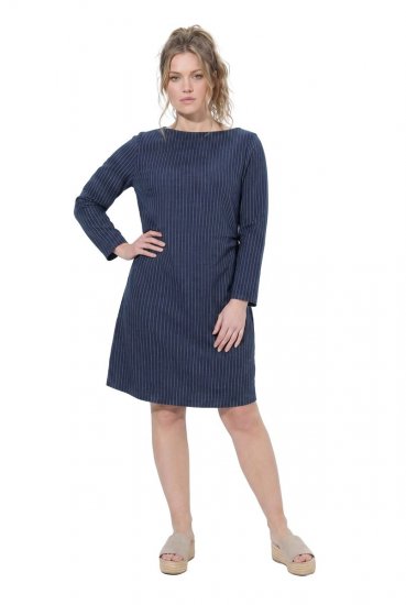 Ulla Popken 834371 Prugasta sportska haljina Tamnoplava - Haljine od trenirke - 