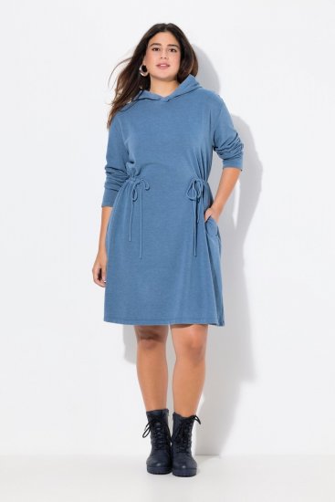 Ulla Popken 834536 Sportska haljina s kapuljačom Denim plava - Haljine od trenirke - 