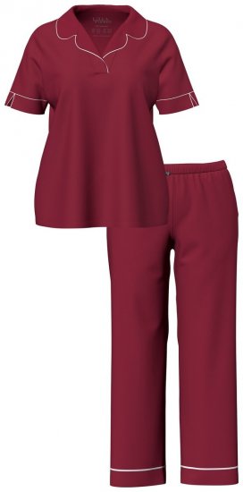 Ulla Popken 835397 Pidžama kratkih rukava s košuljnim ovratnikom Lila - Pidžame/Loungewear - 