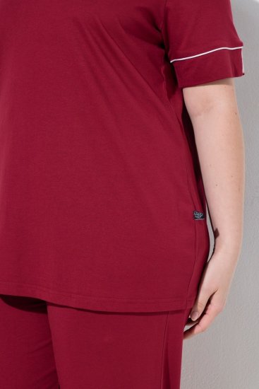 Ulla Popken 835397 Pidžama kratkih rukava s košuljnim ovratnikom Lila - Pidžame/Loungewear - 
