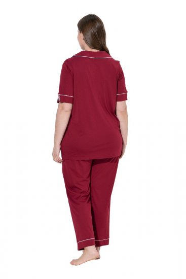 Ulla Popken 835397 Pidžama kratkih rukava s košuljnim ovratnikom Lila - Pidžame/Loungewear - 