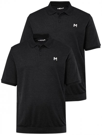 Men+ 266 Polo majica bellyfit Crna 2 komada - Polo majice - Muške Polo Majice Veliki Brojevi