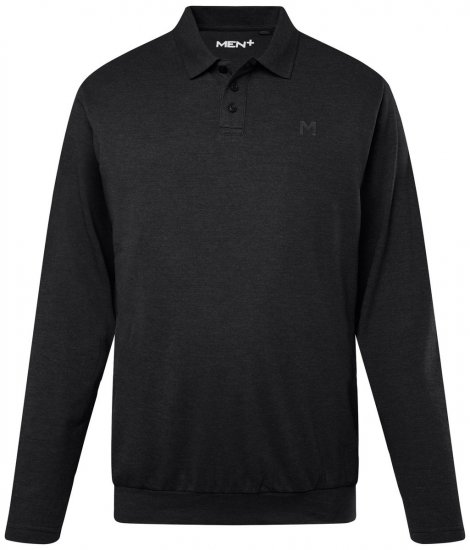 Men+ 274 Polo majica s dugim rukavima bellyfit Crna - Polo majice - Muške Polo Majice Veliki Brojevi