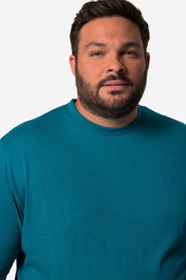 Men+ 276 Majica okrugli izrez Sivoplava - Majice Kratkih Rukava - Muške Majice Kratkih Rukava Veliki Brojevi 