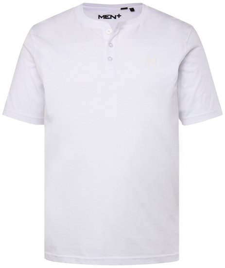 Men+ 365 Majica Henley Bijela - Majice Kratkih Rukava - Muške Majice Kratkih Rukava Veliki Brojevi 
