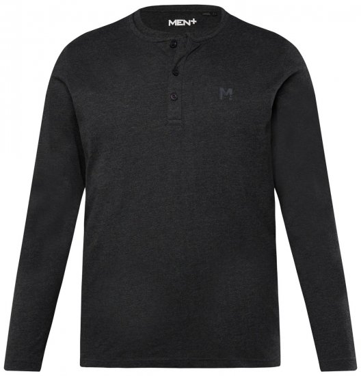 Men+ 383 Majica Henley s dugim rukavima Crna - Majice Kratkih Rukava - Muške Majice Kratkih Rukava Veliki Brojevi 