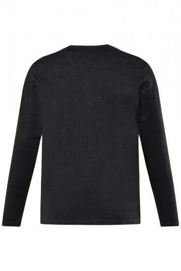 Men+ 383 Majica Henley s dugim rukavima Crna - Majice Kratkih Rukava - Muške Majice Kratkih Rukava Veliki Brojevi 