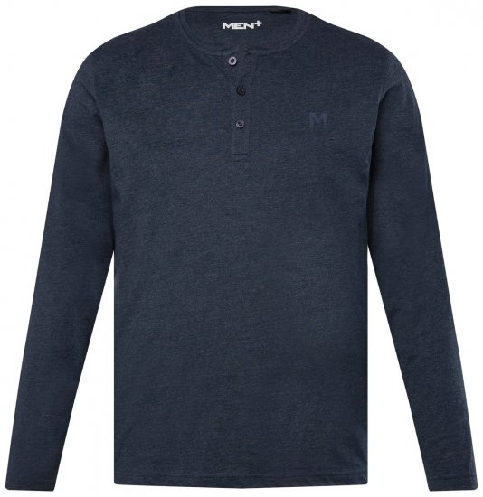 Men+ 383 Majica Henley s dugim rukavima Tamnoplava - Majice Kratkih Rukava - Muške Majice Kratkih Rukava Veliki Brojevi 