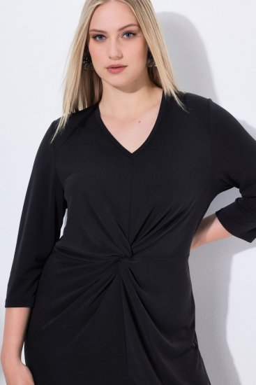 Ulla Popken 836514 Midi haljina s 3/4 rukavima Crna - Midi haljine - Ženske midi haljine plus size