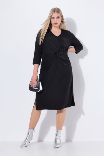 Ulla Popken 836514 Midi haljina s 3/4 rukavima Crna - Midi haljine - Ženske midi haljine plus size