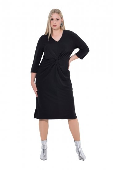 Ulla Popken 836514 Midi haljina s 3/4 rukavima Crna - Midi haljine - Ženske midi haljine plus size
