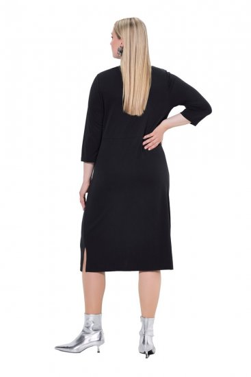Ulla Popken 836514 Midi haljina s 3/4 rukavima Crna - Midi haljine - Ženske midi haljine plus size