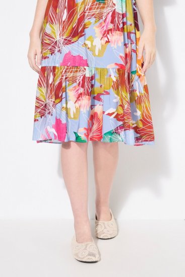 Ulla Popken 836746 Cvjetna midi haljina s volanima Svijetloplava - Midi haljine - Ženske midi haljine plus size