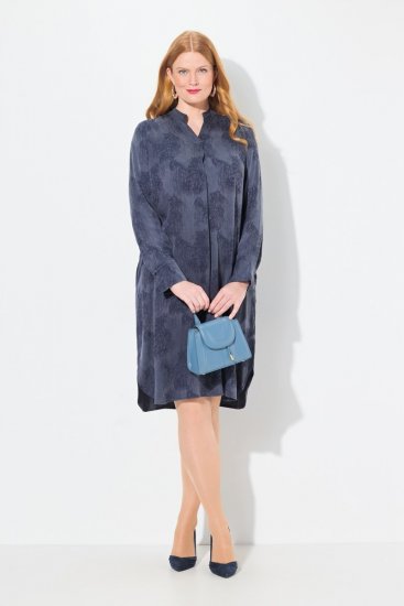 Ulla Popken 837069 Cvjetna haljina Tamnoplava - Midi haljine - Ženske midi haljine plus size