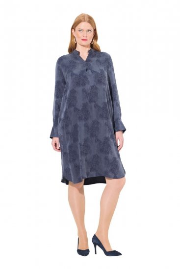 Ulla Popken 837069 Cvjetna haljina Tamnoplava - Midi haljine - Ženske midi haljine plus size