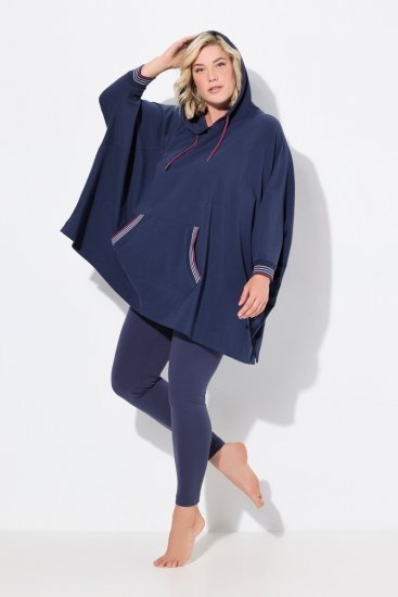 Ulla Popken 837190 Kućni pončo s kapuljačom Tamnoljubičasta - Pidžame/Loungewear - 