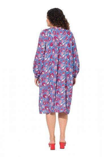 Ulla Popken 838839 Uzorkovana košuljasta haljina Petrolej - Midi haljine - Ženske midi haljine plus size