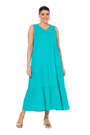 Ulla Popken 839135 Maxi haljina bez rukava Tirkizna - Maxi haljine - Duge maxi haljine velikih brojeva
