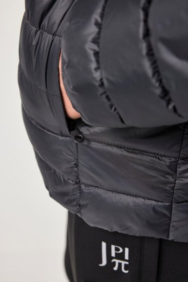 JAY-PI Lightly Quilted Jacket with a Hoodie Black - Jakne - Muške Jakne Veliki Brojevi