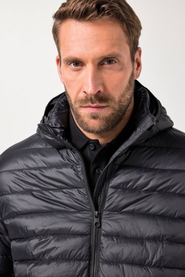 JAY-PI Lightly Quilted Jacket with a Hoodie Black - Jakne - Muške Jakne Veliki Brojevi
