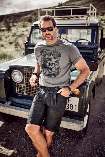 JP1880 Beer King Design Vintage Looking T-Shirt Gray - Majice Kratkih Rukava - Muške Majice Kratkih Rukava Veliki Brojevi 