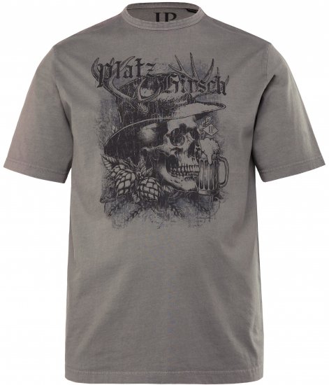 JP1880 Beer King Design Vintage Looking T-Shirt Gray - Majice Kratkih Rukava - Muške Majice Kratkih Rukava Veliki Brojevi 