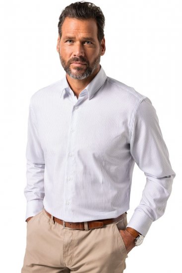 JP1880 Business Shirt Long Sleeve Striped Snow White - Košulje - Muške Košulje Veliki Brojevi