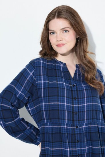 Ulla Popken 840929 Karirana haljina Tamnoplava - Midi haljine - Ženske midi haljine plus size