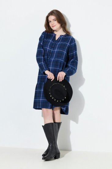 Ulla Popken 840929 Karirana haljina Tamnoplava - Midi haljine - Ženske midi haljine plus size