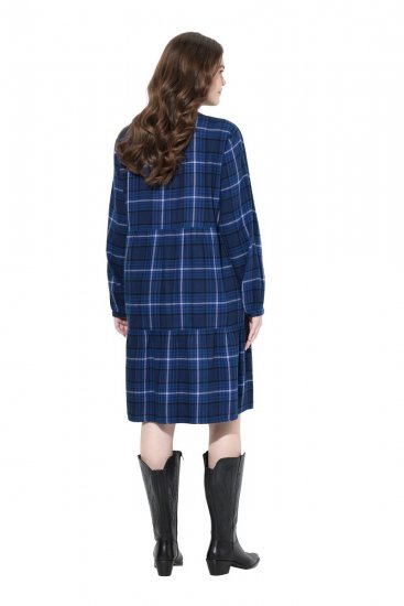 Ulla Popken 840929 Karirana haljina Tamnoplava - Midi haljine - Ženske midi haljine plus size