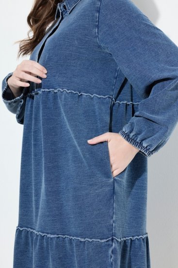 Ulla Popken 840972 Sportska haljina s volanima Indigo - Haljine od trenirke - 