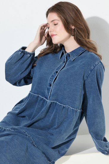 Ulla Popken 840972 Sportska haljina s volanima Indigo - Haljine od trenirke - 