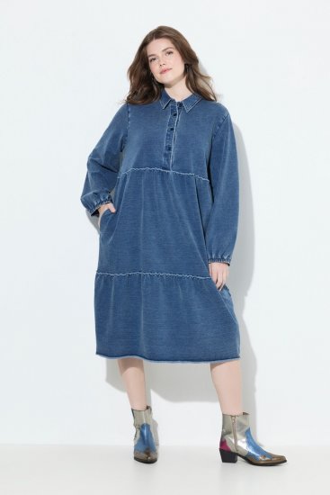 Ulla Popken 840972 Sportska haljina s volanima Indigo - Haljine od trenirke - 