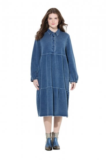 Ulla Popken 840972 Sportska haljina s volanima Indigo - Haljine od trenirke - 