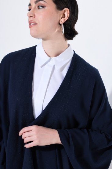 Ulla Popken 841117 Pleteni oversize pončo sa strasom Tamnoplava - Ponča i pelerine - 