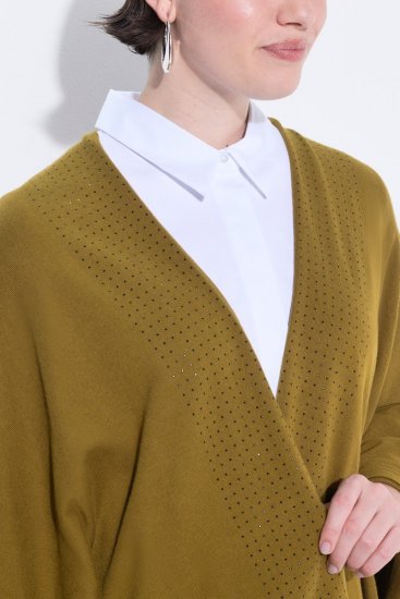 Ulla Popken 841117 Pleteni oversize pončo sa strasom Maslinasta - Ponča i pelerine - 