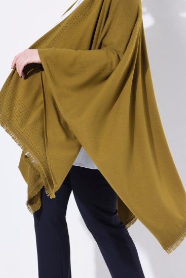 Ulla Popken 841117 Pleteni oversize pončo sa strasom Maslinasta - Ponča i pelerine - 