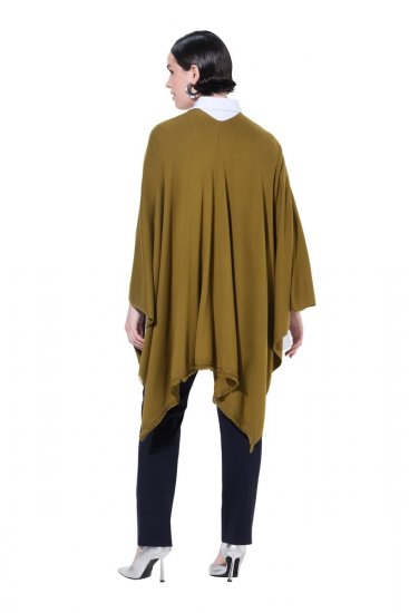 Ulla Popken 841117 Pleteni oversize pončo sa strasom Maslinasta - Ponča i pelerine - 