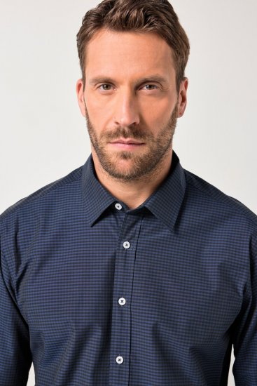 JP1880 Shirt Long Sleeve Kent Collar Navy - Košulje - Muške Košulje Veliki Brojevi