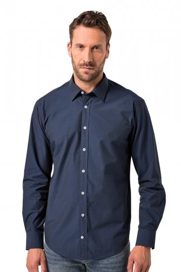 JP1880 Shirt Long Sleeve Kent Collar Navy - Košulje - Muške Košulje Veliki Brojevi