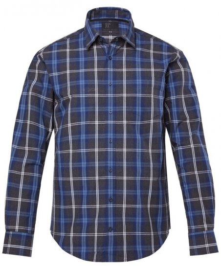 JP1880 Checked Shirt Long Sleeve Kent Collar Anthracite - Košulje - Muške Košulje Veliki Brojevi