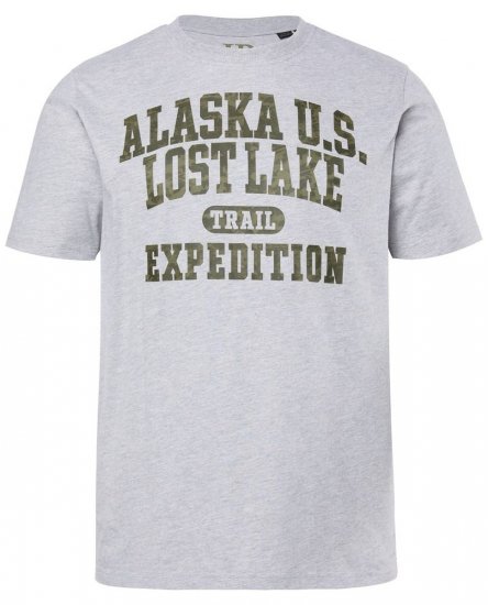 JP1880 T-shirt Short Sleeve Chest Print Grey Melange - Majice Kratkih Rukava - Muške Majice Kratkih Rukava Veliki Brojevi 