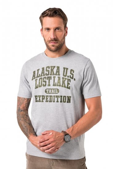 JP1880 T-shirt Short Sleeve Chest Print Grey Melange - Majice Kratkih Rukava - Muške Majice Kratkih Rukava Veliki Brojevi 