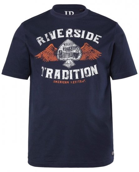 JP1880 T-Shirt Short Sleeve Chest Print Navy - Majice Kratkih Rukava - Muške Majice Kratkih Rukava Veliki Brojevi 