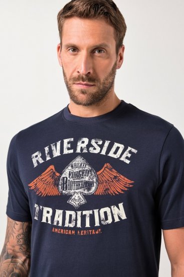 JP1880 T-Shirt Short Sleeve Chest Print Navy - Majice Kratkih Rukava - Muške Majice Kratkih Rukava Veliki Brojevi 