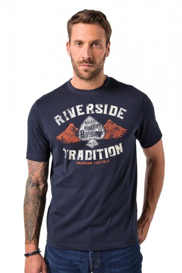 JP1880 T-Shirt Short Sleeve Chest Print Navy - Majice Kratkih Rukava - Muške Majice Kratkih Rukava Veliki Brojevi 