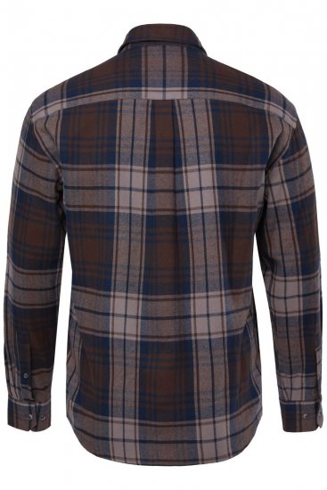 JP1880 Shirt Flannel Long Sleeve Dark Brown - Košulje - Muške Košulje Veliki Brojevi