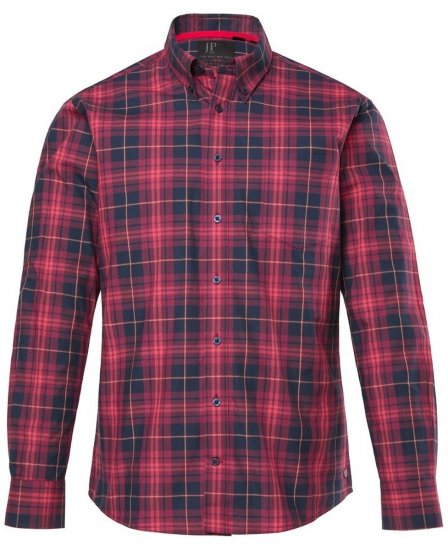 JP1880 Checked Shirt Long Sleeve Red - Košulje - Muške Košulje Veliki Brojevi