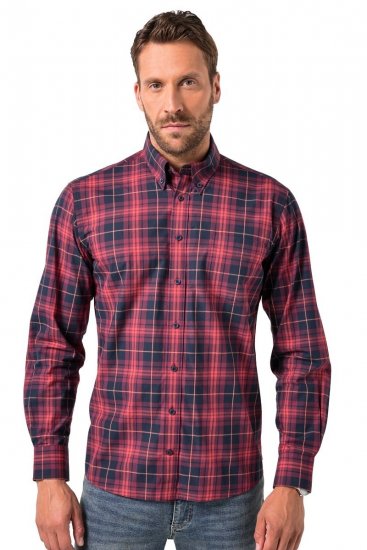 JP1880 Checked Shirt Long Sleeve Red - Košulje - Muške Košulje Veliki Brojevi