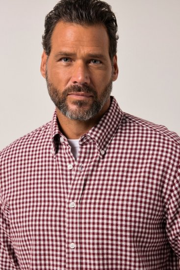 JP1880 Checked Flannel Shirt Long Sleeve Light Red - Košulje - Muške Košulje Veliki Brojevi
